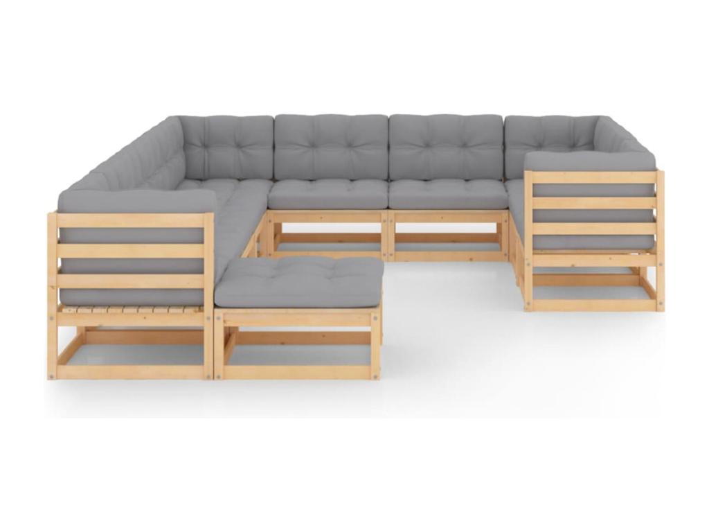 Gray Pine Wood Outdoor Furniture Set - dlz1766576160910