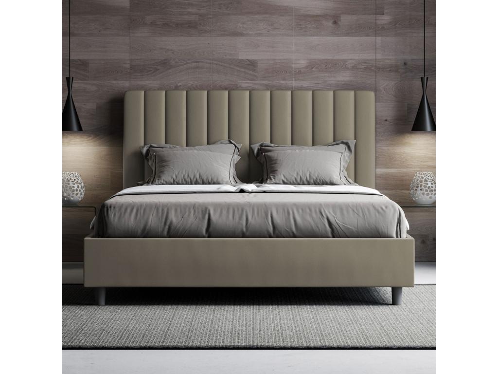 Brown Leather Bed, 160 x 190 cm