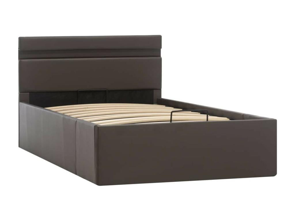 Gray Faux Leather Bed, 90 x 200 cm