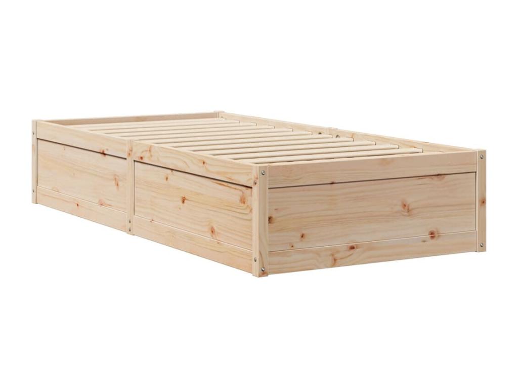 Brown Pine Wood Bed Frame, 90 x 190 cm