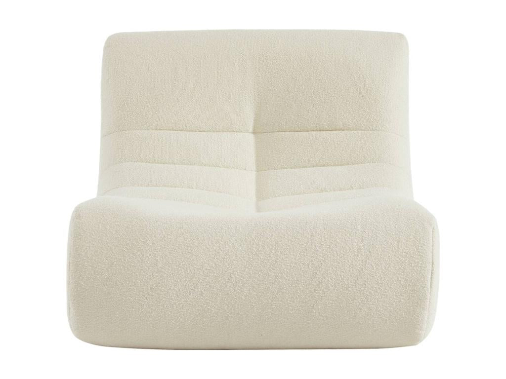 White Boucle Fabric Accent Chair