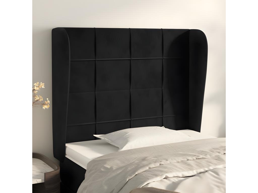 Black Velvet Bed, 103 x 23 x 118 cm