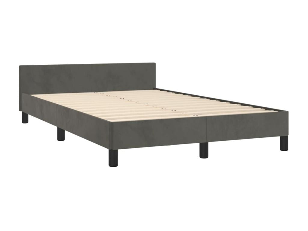 Gray Velvet Bed Frame, 120 x 190 cm