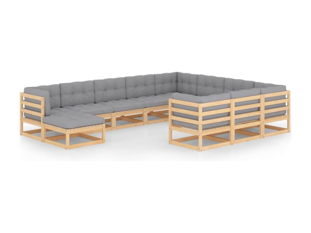 Gray Pine Wood Outdoor Furniture Set - dlz1766576160910