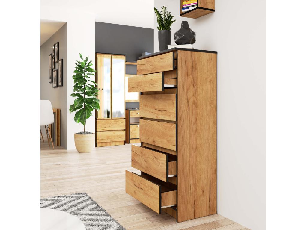 Natural Oak Wood Dresser, 60 x 40 x 130 cm