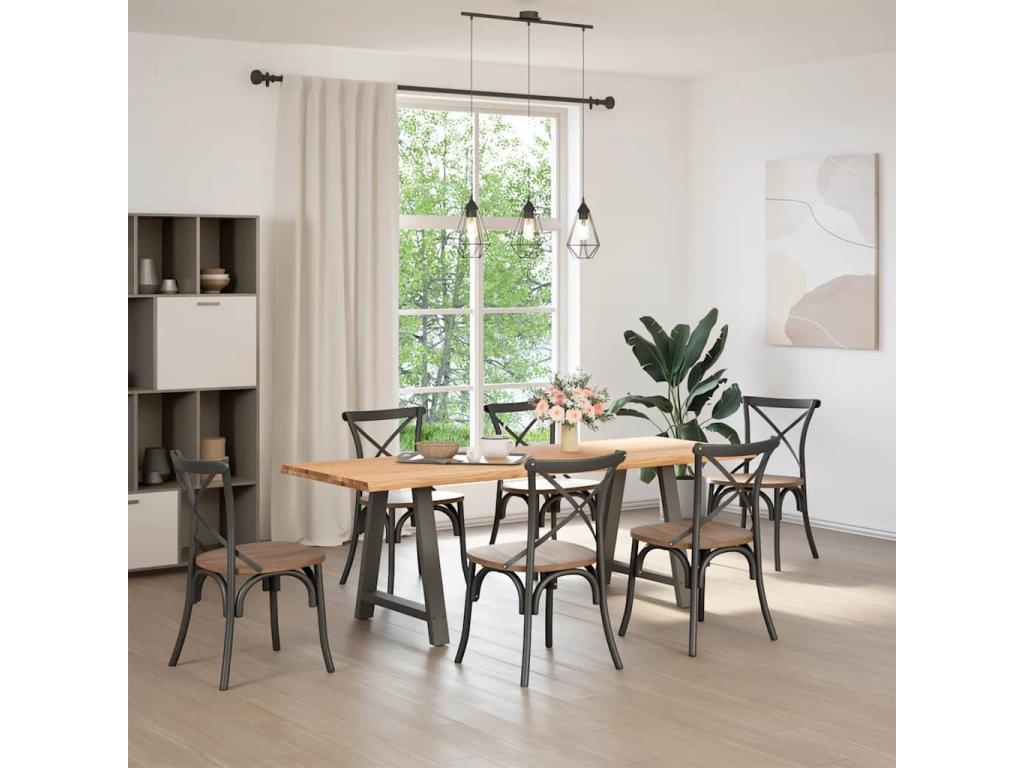 Brown Oak Wood Dining Table