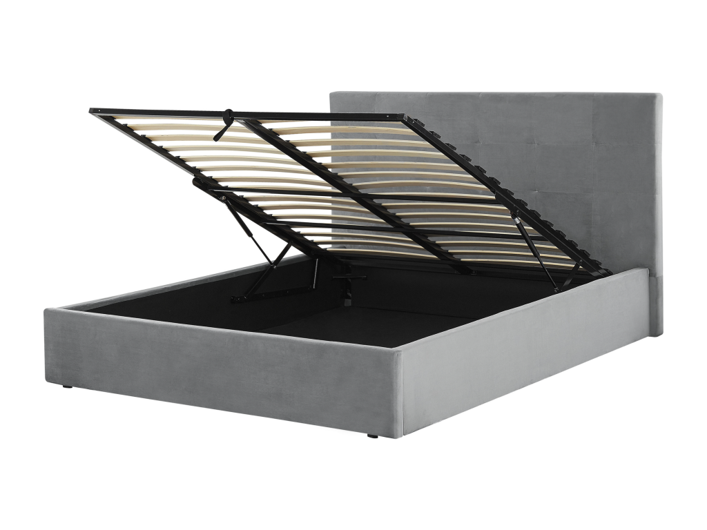 Gray Velvet Bed, 160 x 200 cm