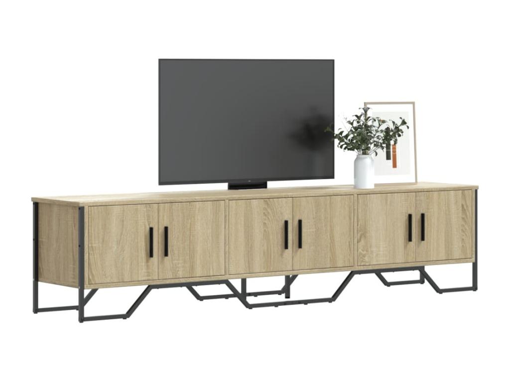 Brown Oak Wood TV Stand, 180 x 34 x 41 cm