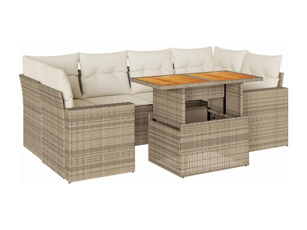 Beige Woven Resin Wicker Outdoor Furniture Set - dlz1766575969098
